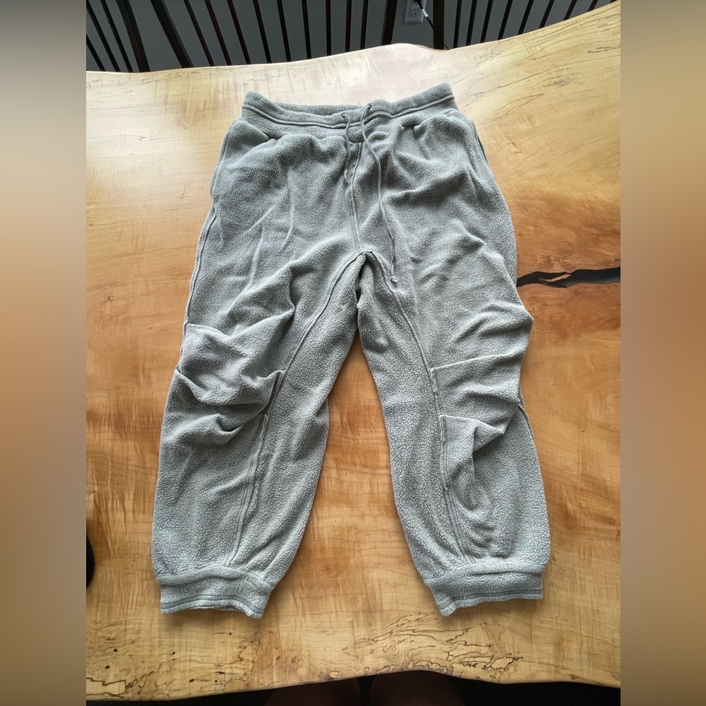 Free People Gray/Green fleece Pants with Relaxed Fit- Size Medium
